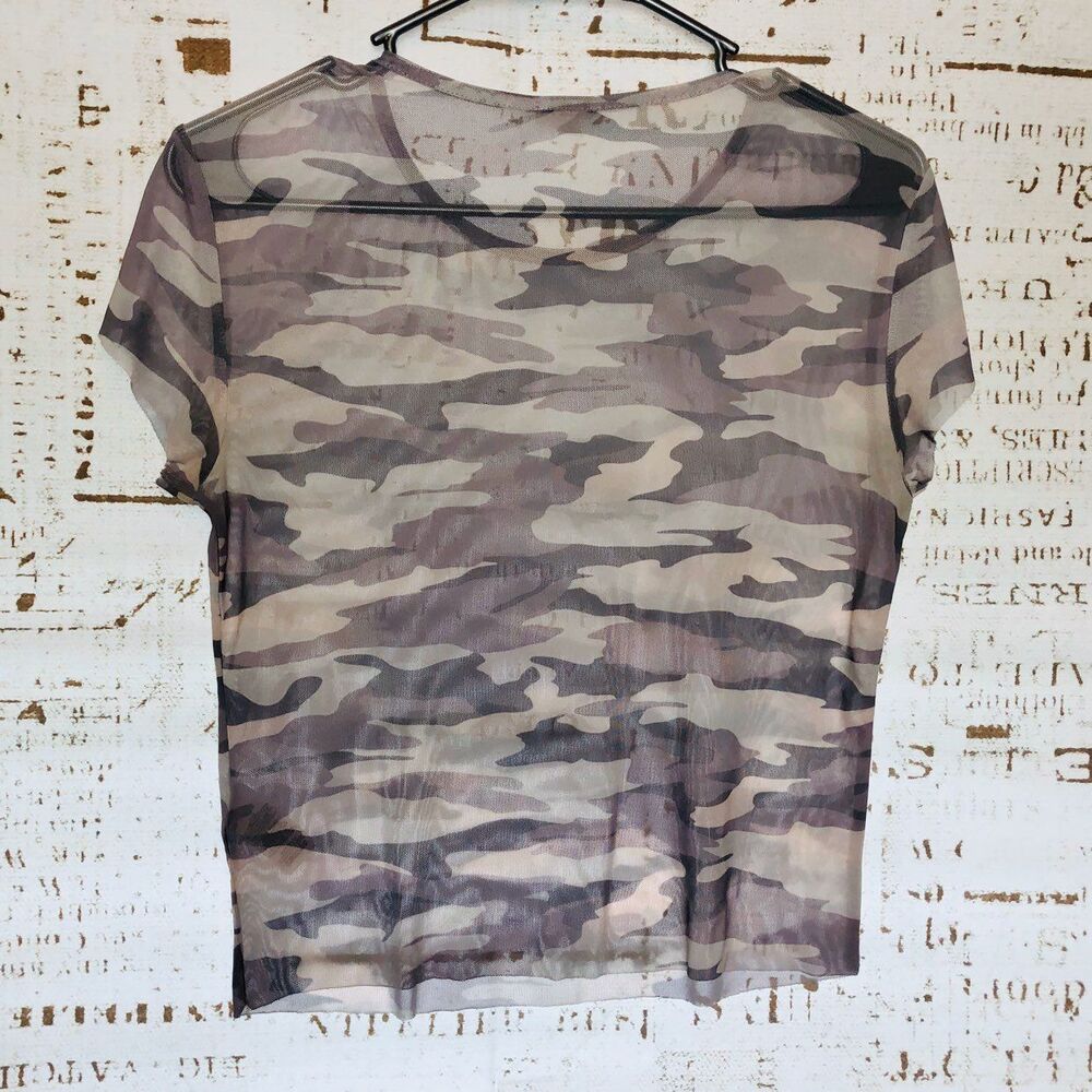 Garage Mauve Camo Sheer Top
